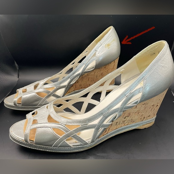 Stuart Weitzman Silver Wedge Sandals - Picture 3 of 14